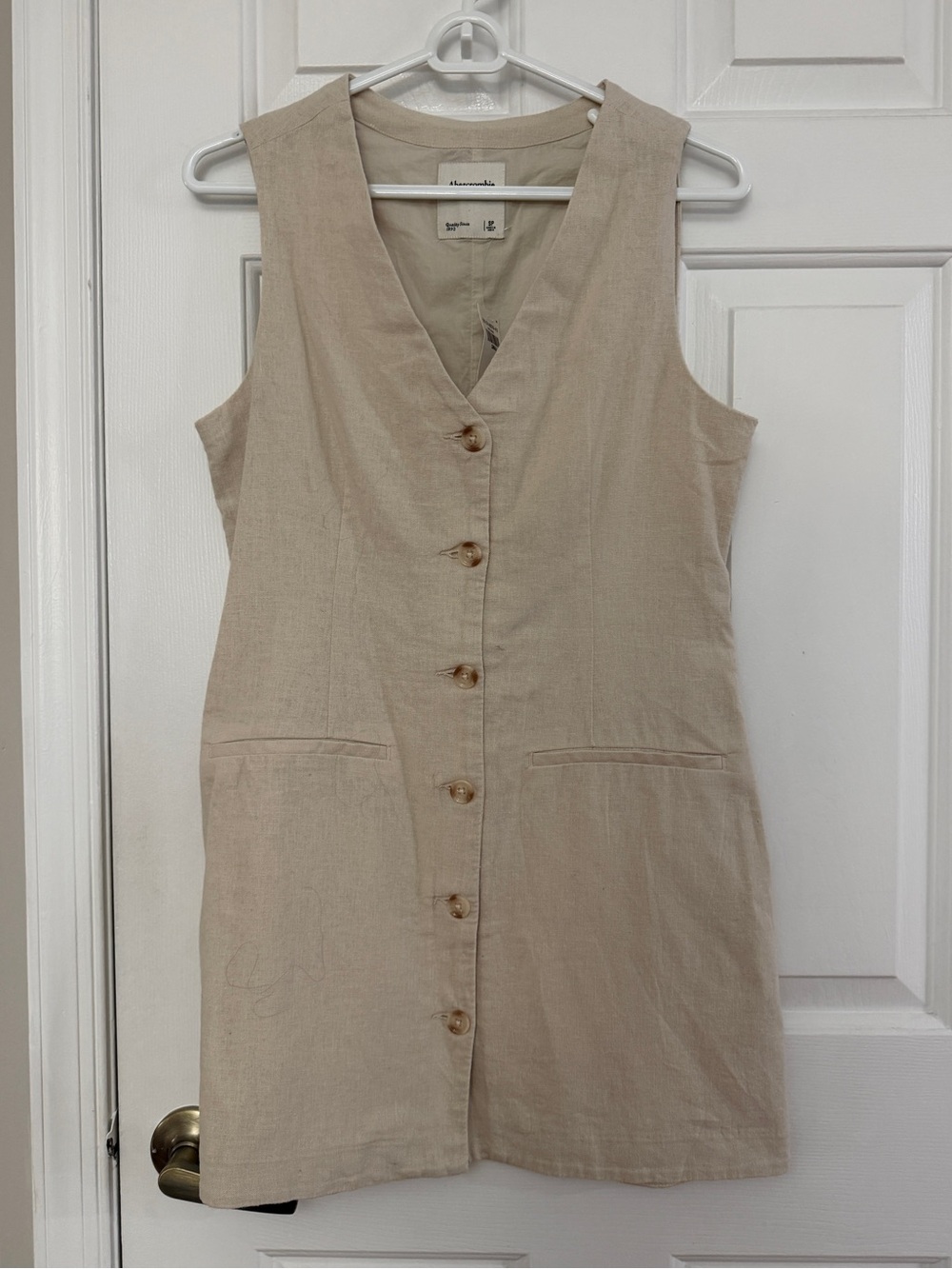 Abercrombie & Fitch Light Beige Dress with Button Front